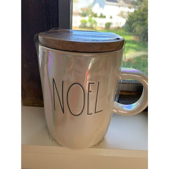 Rae Dunn Iridescent 
Mug NOEL with
Coaster - Picture 1 of 3